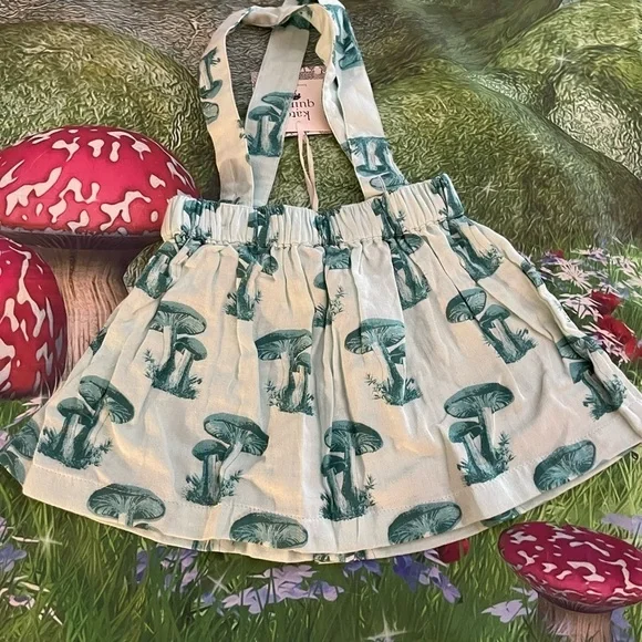 Kate Quinn Toddler Suspender Skirt, Blue Wild Mushroom, Size 18-24m, NWT - Picture 6 of 7